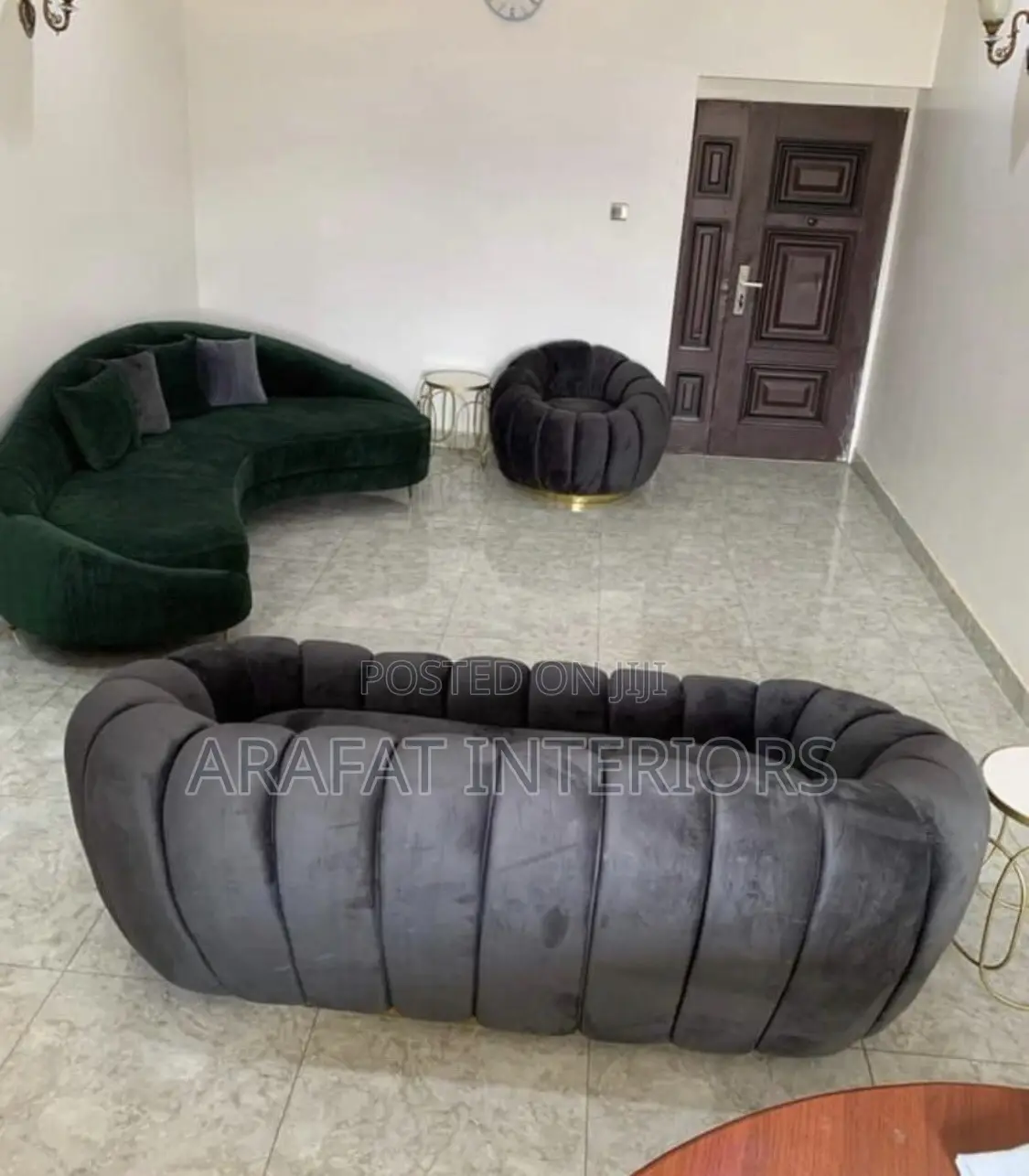 Emerald Dreams Meet Graphite Luxury Sofa