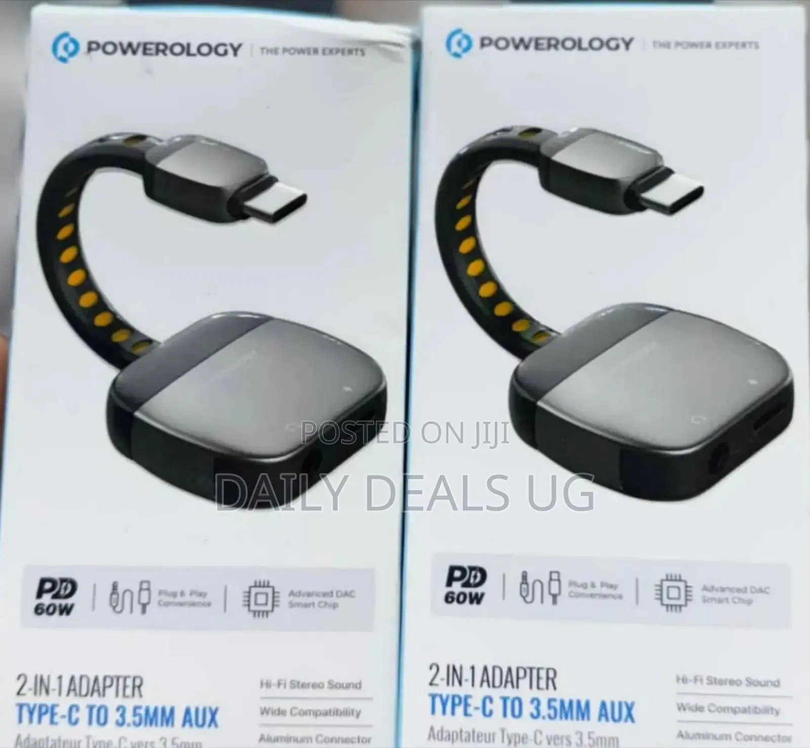 Powerology 2-in-1 Type-C to 3.5mm Aux Adapter