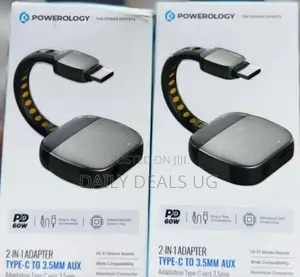 Powerology 2-in-1 Type-C to 3.5mm Aux Adapter