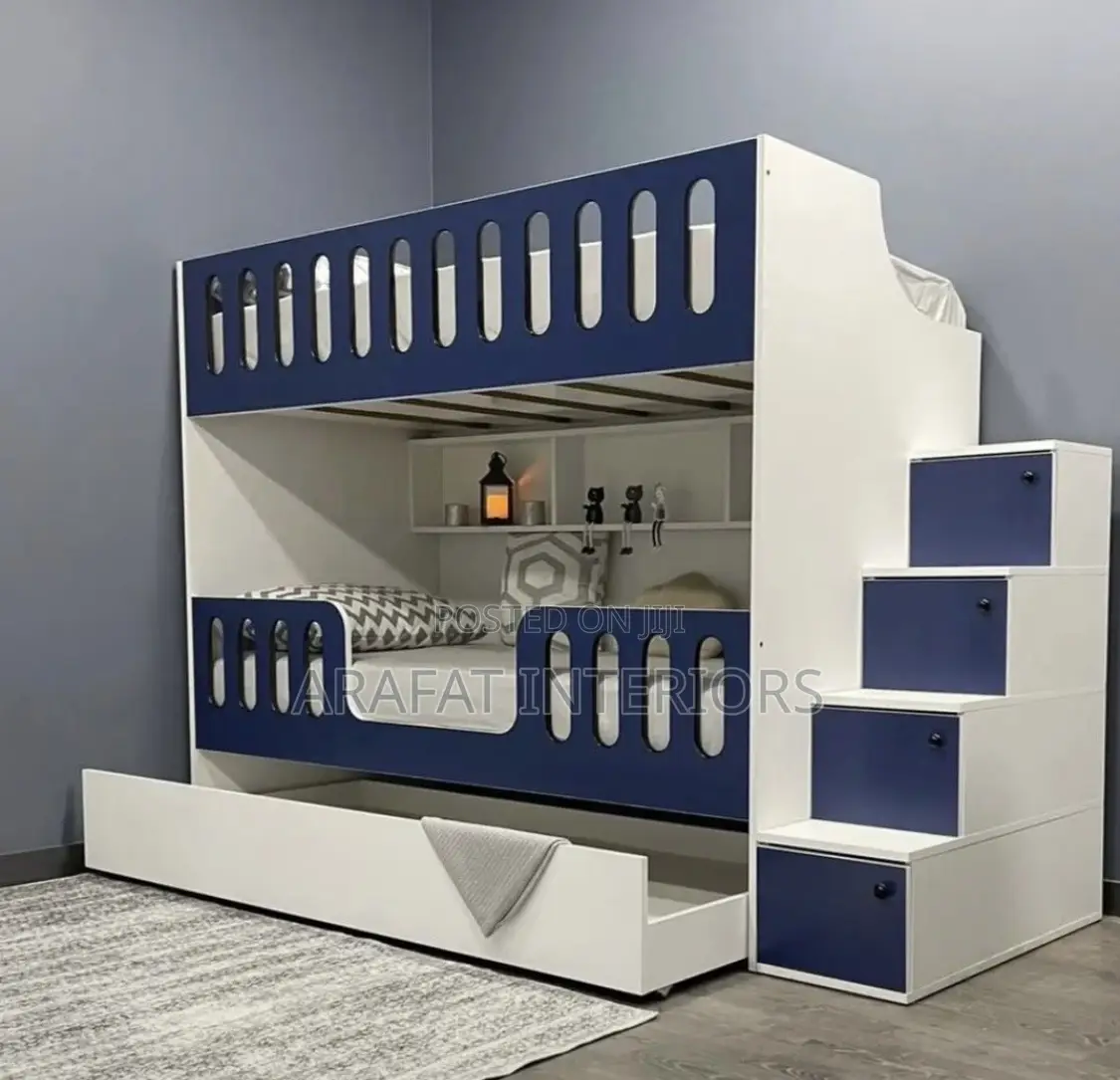 Navy Blue White Twin Over Twin Bunk Bed