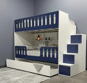 Navy Blue White Twin Over Twin Bunk Bed