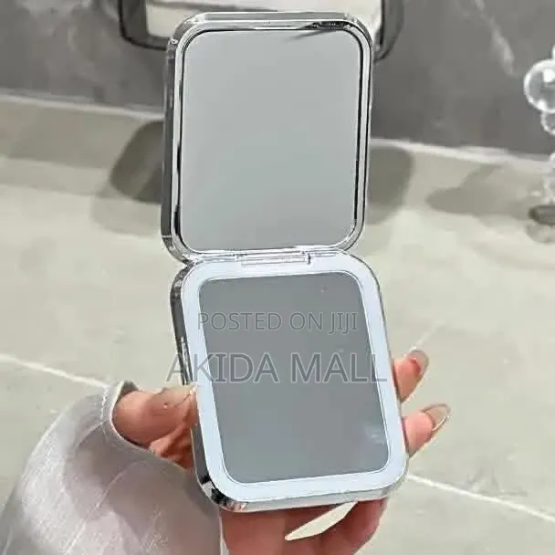 Double Sided Handheld Makeup Mirror With Tricolor Led Lighting