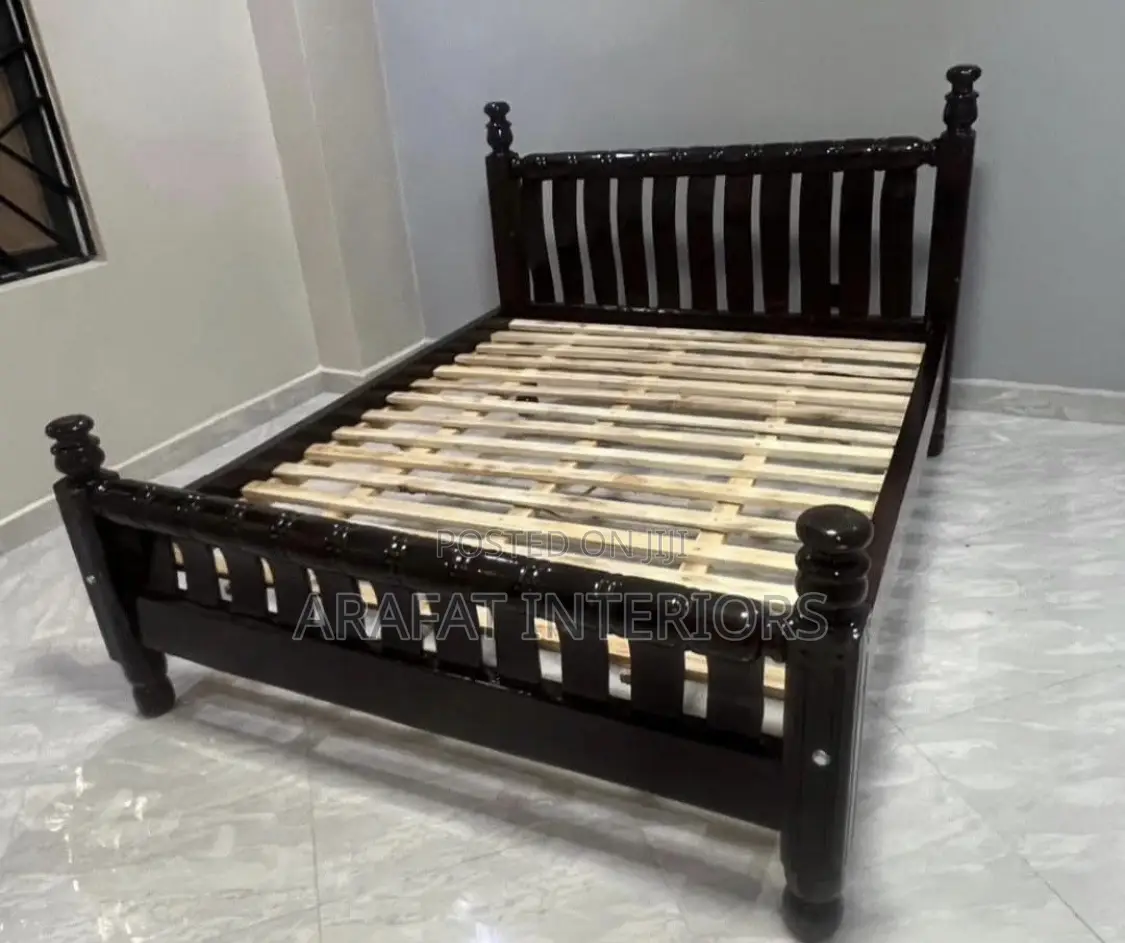Solid Wood Dark Finish Bed Frame