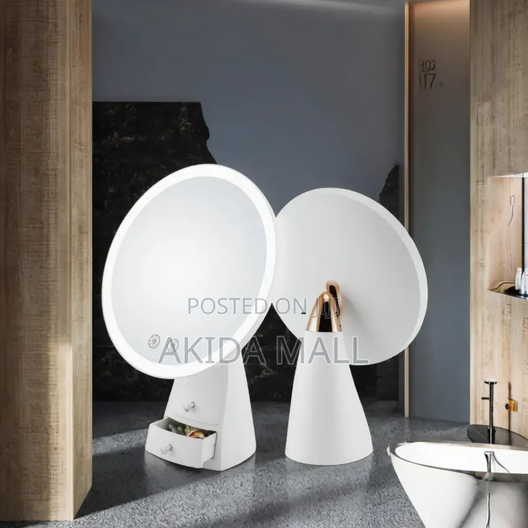 Led Lighted Vanity Touch Control Makeu Mirror With Storage Drawers