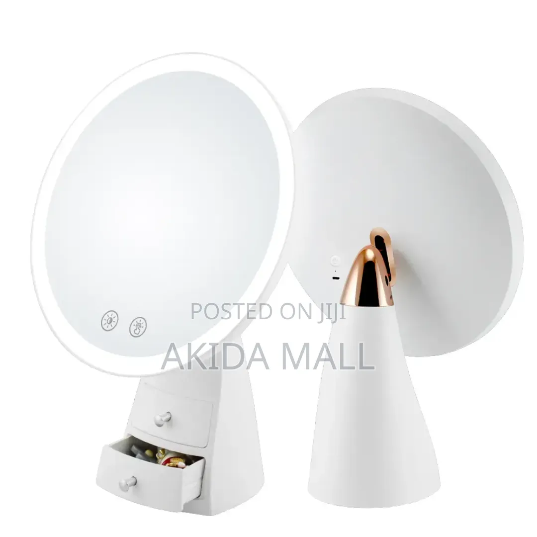 Led Lighted Vanity Touch Control Makeu Mirror With Storage Drawers