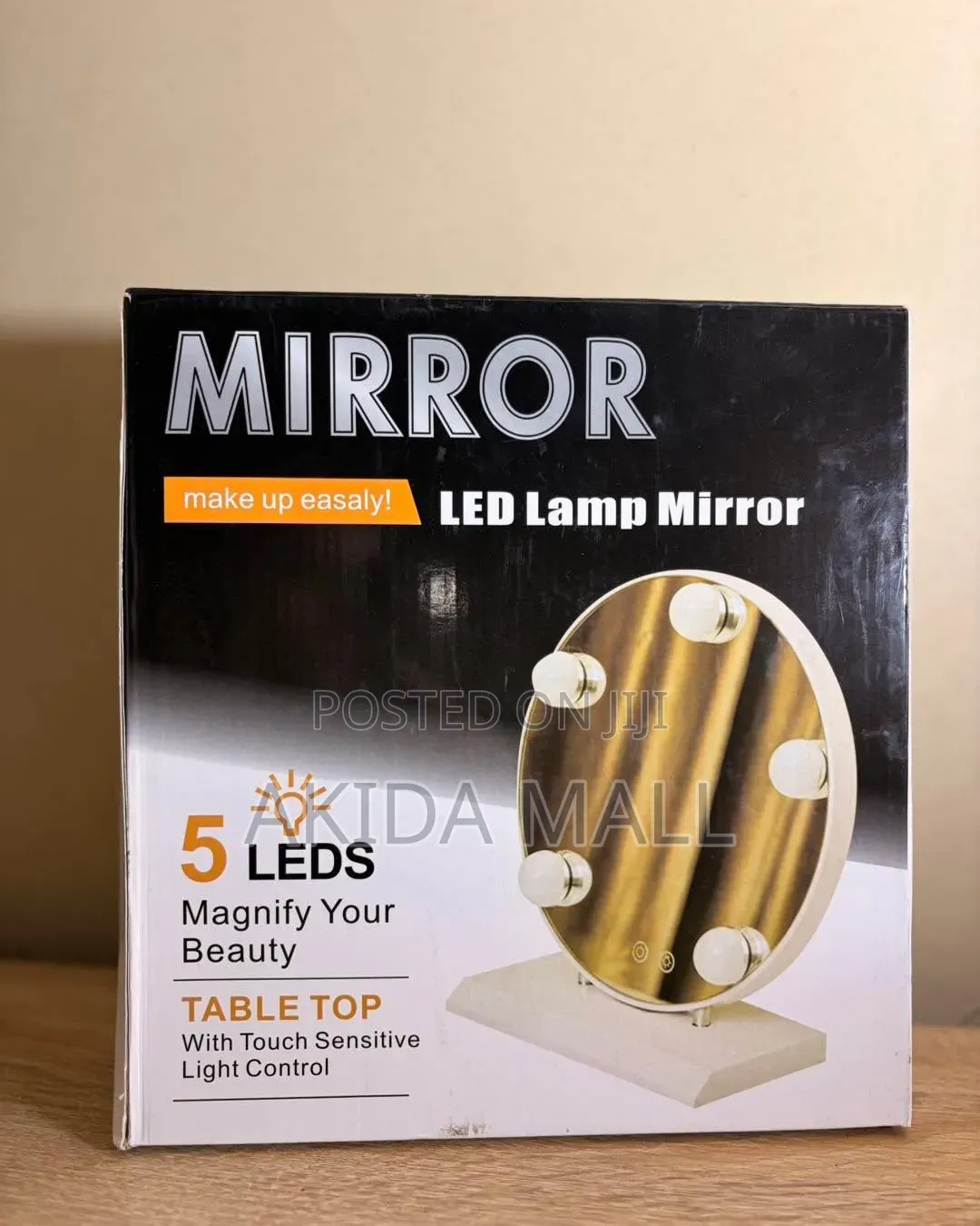 Led Rechargable Vanity Lamp Makeup Mirror With Five Illumination Bulbs