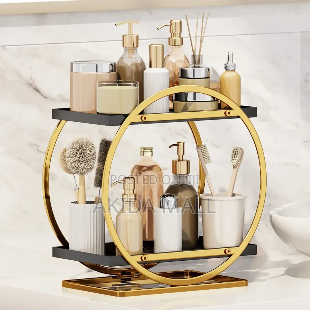 2-tier Circular Makeup Perfume Vanity Organizer Wth Contrast Shelves