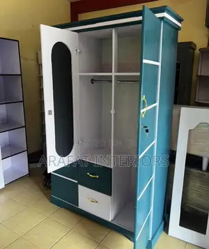 Stunning Teal/Blue-Green and White 3-Door Wardrobe