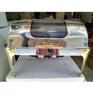 Chafing Dishes ,Food Warmer Double With a Glass Display-Silver