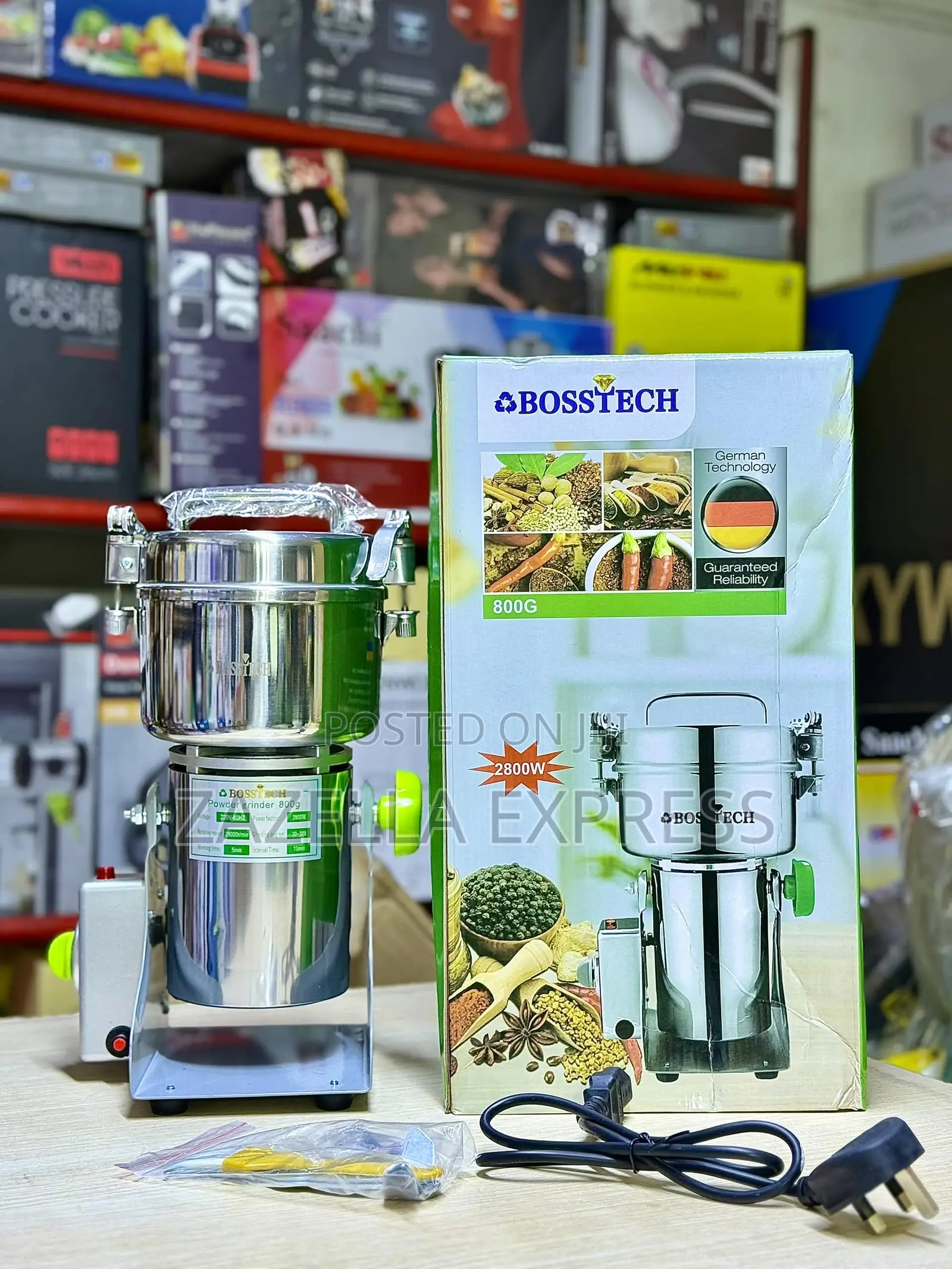 _Bosstech Electric Grain and Spice Grinder Featuring a 2800w Motor.