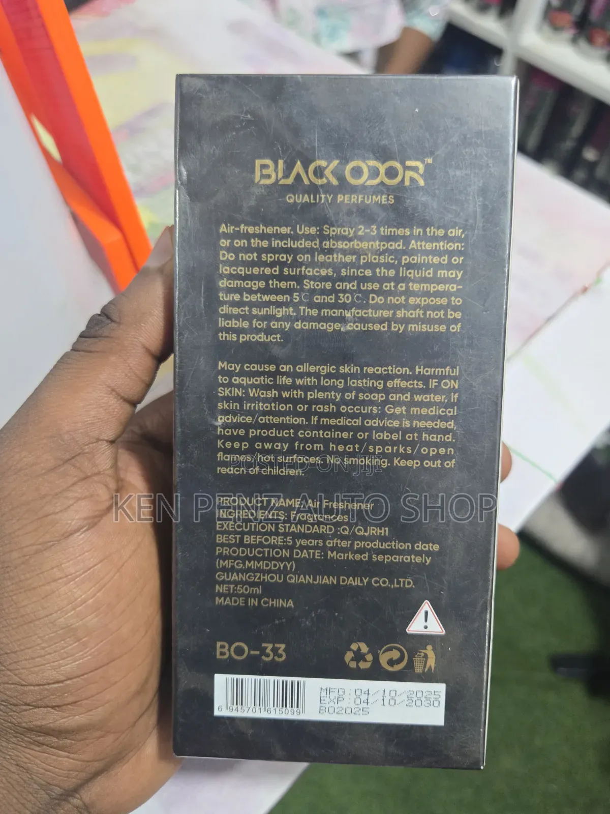 Black Odor Branded Car Perfume and Air Freshener