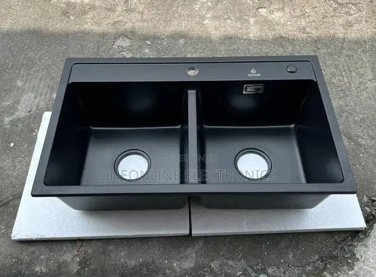 Black Double-Bowl Quartz Composite Sink