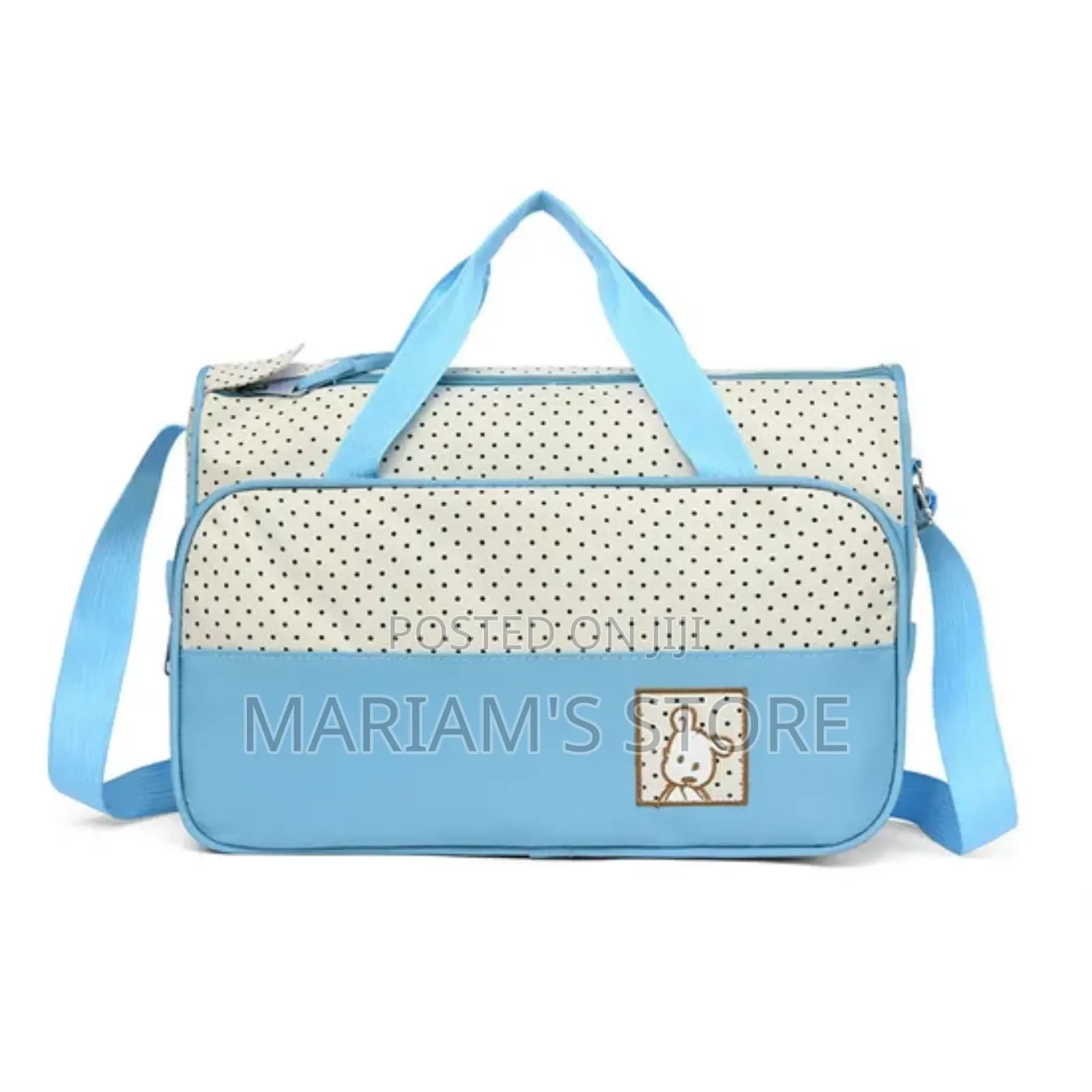 5-piece Multifunctional Baby Diaper Bag Set With A Polka Dot Pattern.