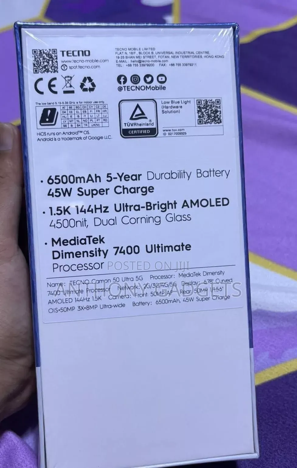 New Tecno Camon 50 Ultra 256 GB Blue