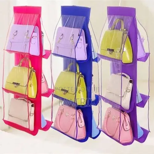 3-Layer 6 Bag Organiser, Closet Hanging Bag Organiser