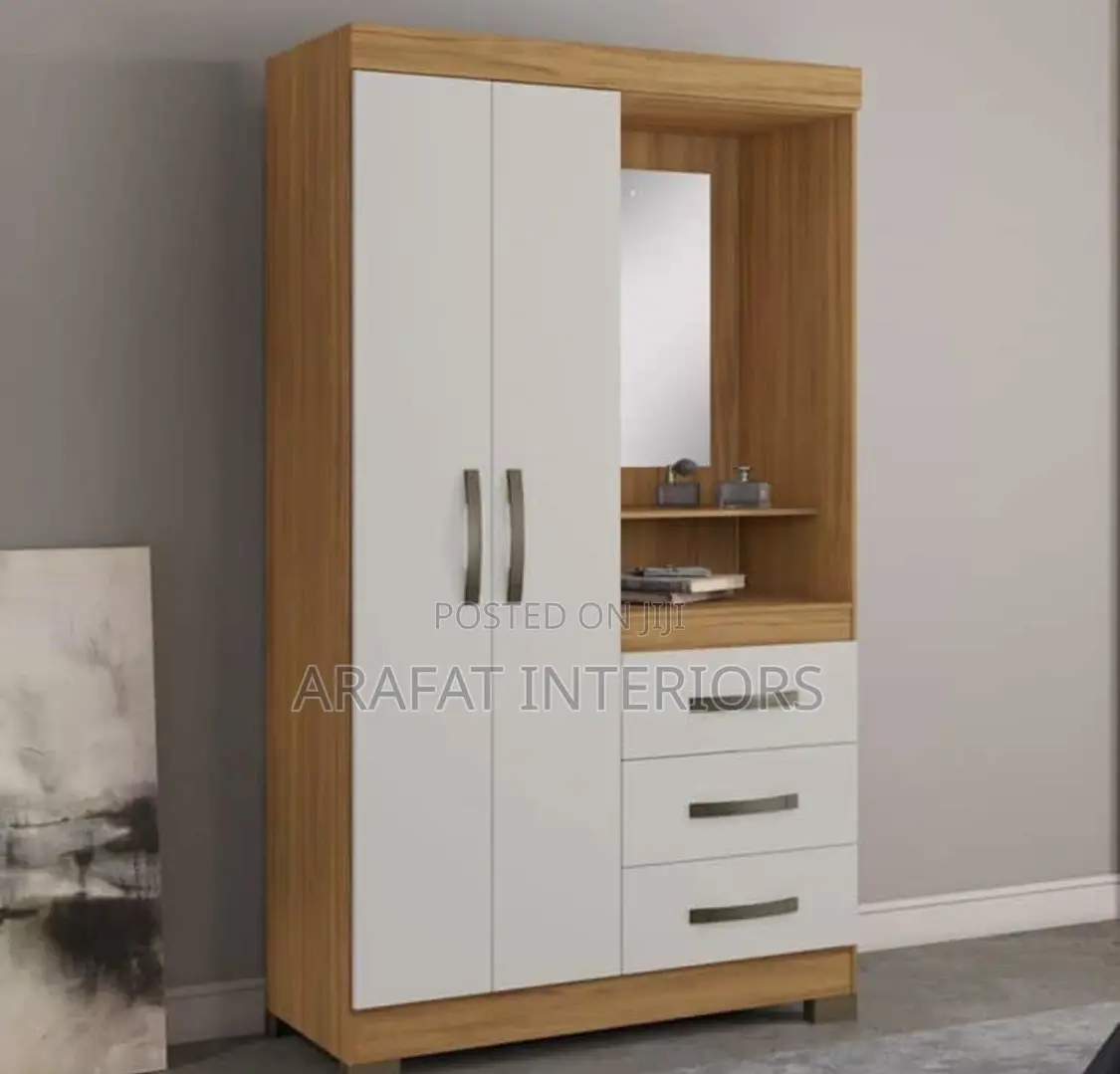 Stylish Modern 2-Door Wardrobe – Oak Wood White Finish!