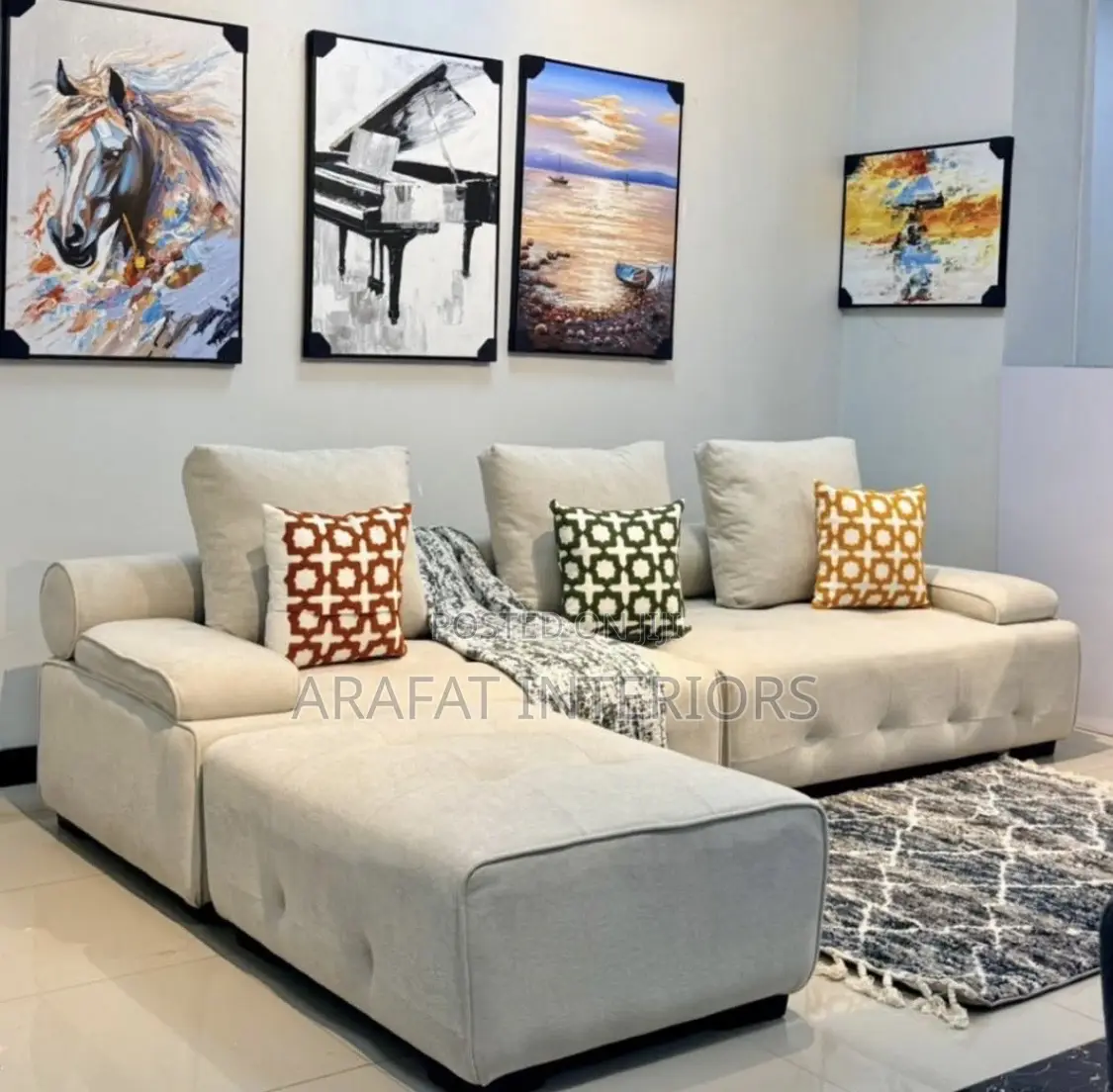 Gorgeous Beige L-Shaped Sectional Sofa – Modern Comfortable