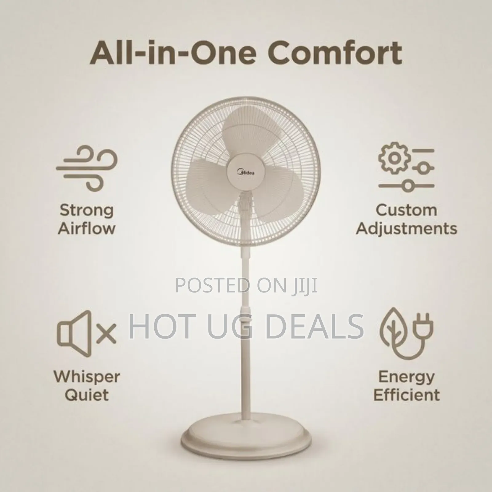 Midea 16 Inch Floor Stand Fan Fs40-19m-White