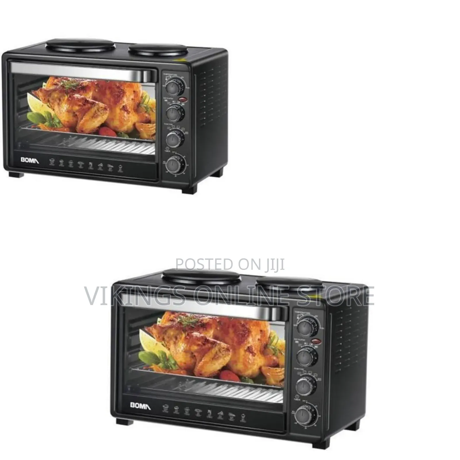 Boma 50 Litres Electric Grill Oven Cooker With 2 Hot Plates- Black