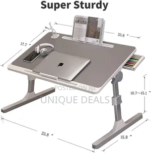 Portable, Grey Laptop Bed Tray Features Adjustable Legs