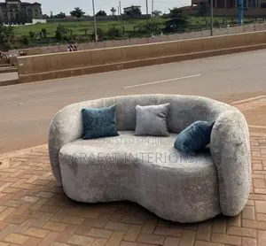 Unique Modern Cloud / Organic Curved Bouclé Sofa