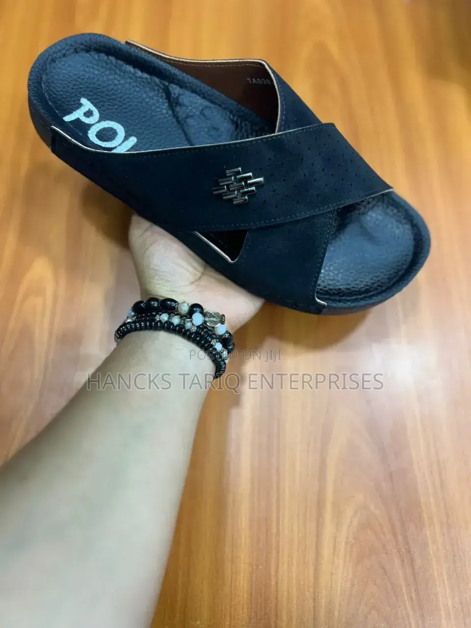 Black Slide Sandal.