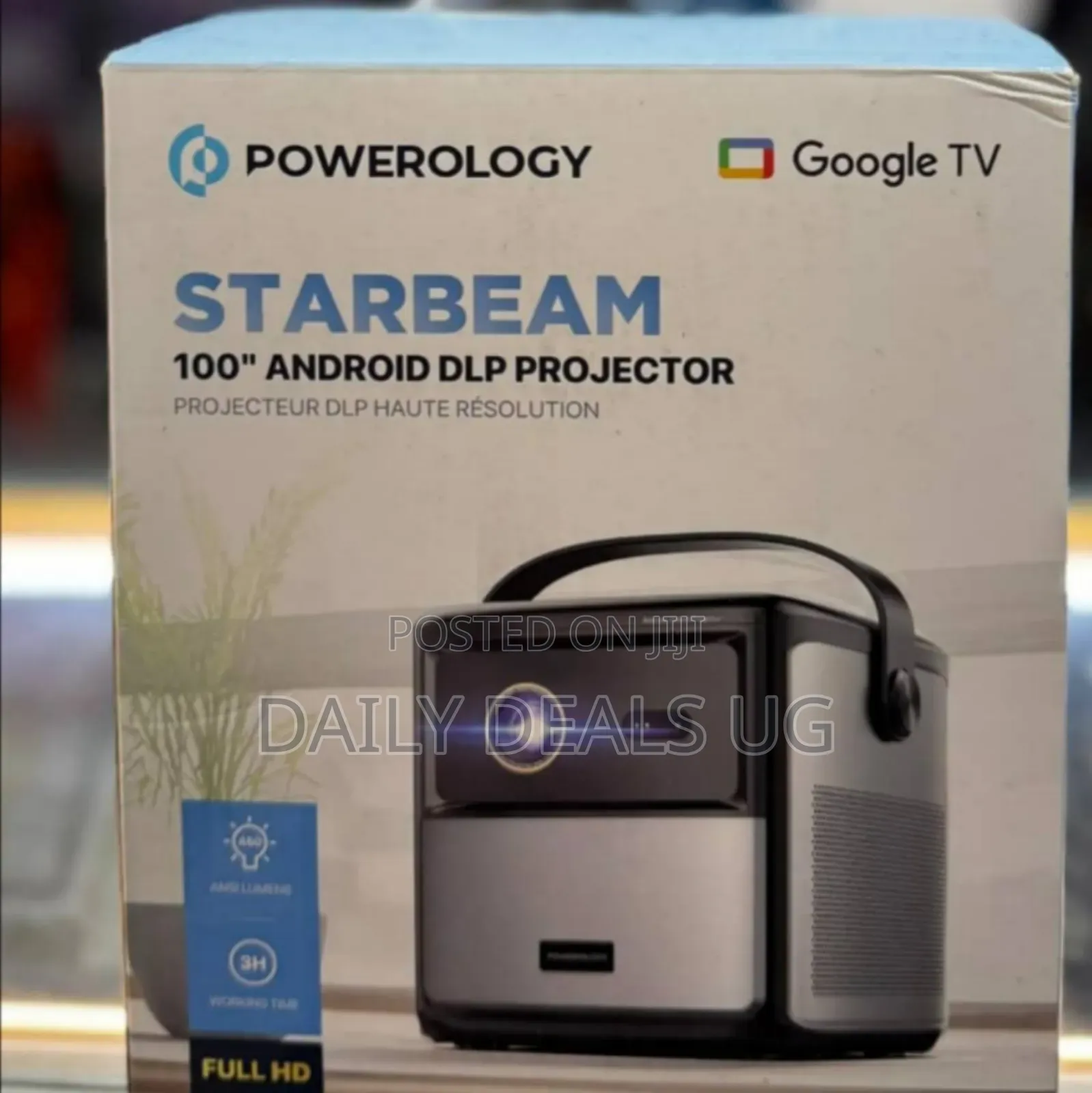 Powerology Starbeam 100-Inch Android DLP Projector, FHD 1920x1080