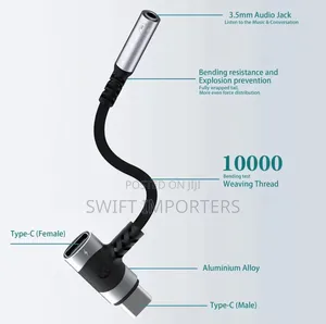 2 In 1 Type C To 3.5mm Audio Jack Earphone Pin Type C Adapter Dac