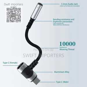 2 In 1 Type C To 3.5mm Audio Jack Earphone Pin Type C Adapter Dac