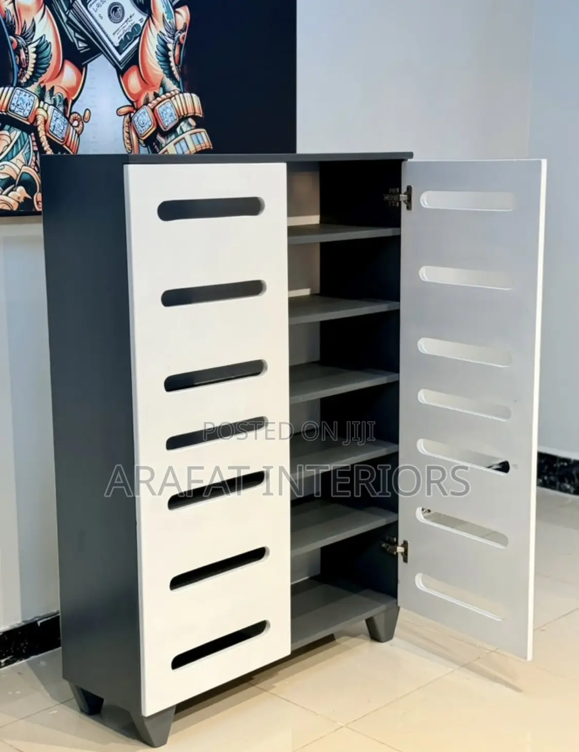 Stunning Modern Tall Storage Cabinet in Black and White!