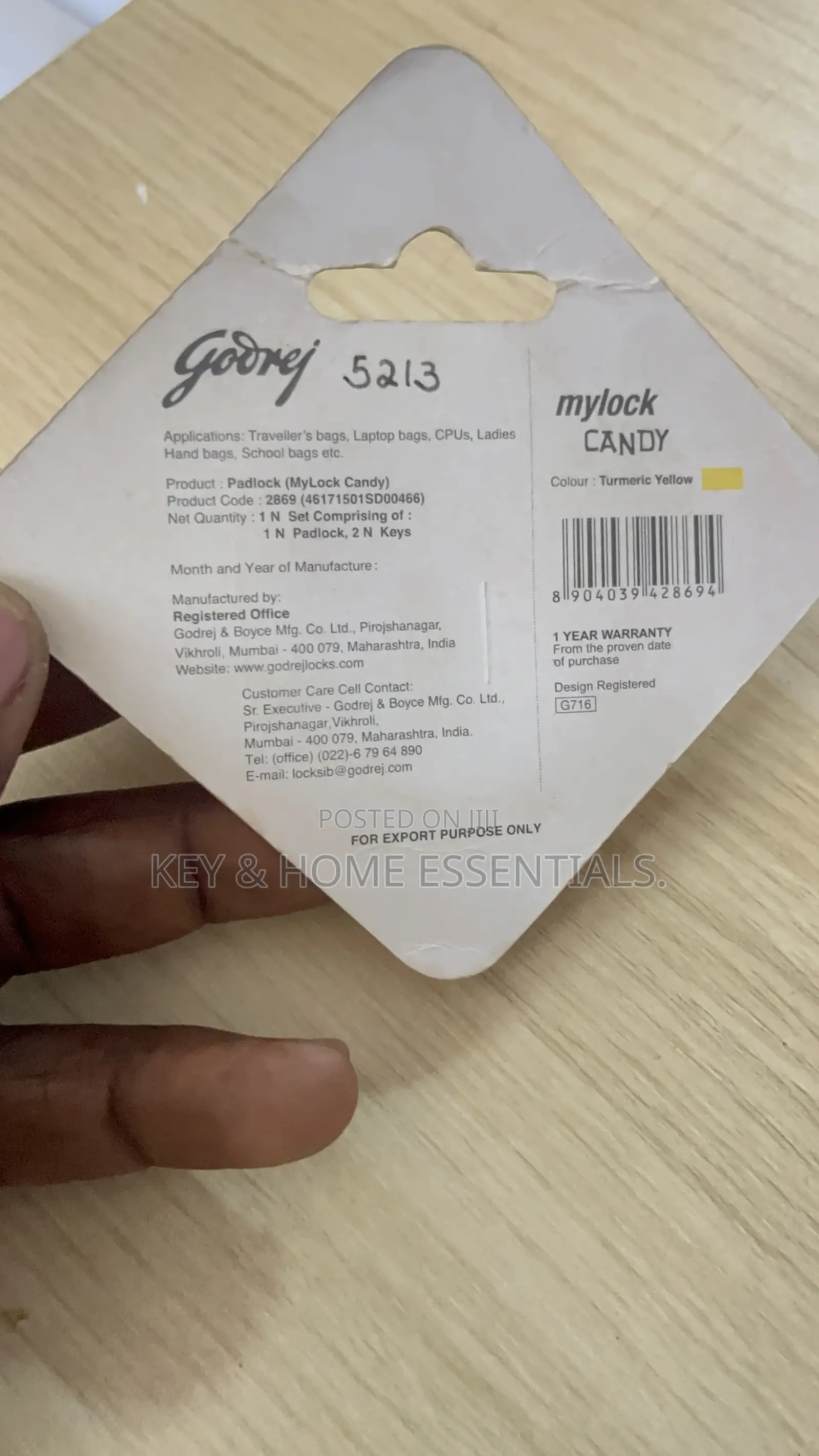 Godrej Mylock Candy Padlock – Original Travel Luggage Lock
