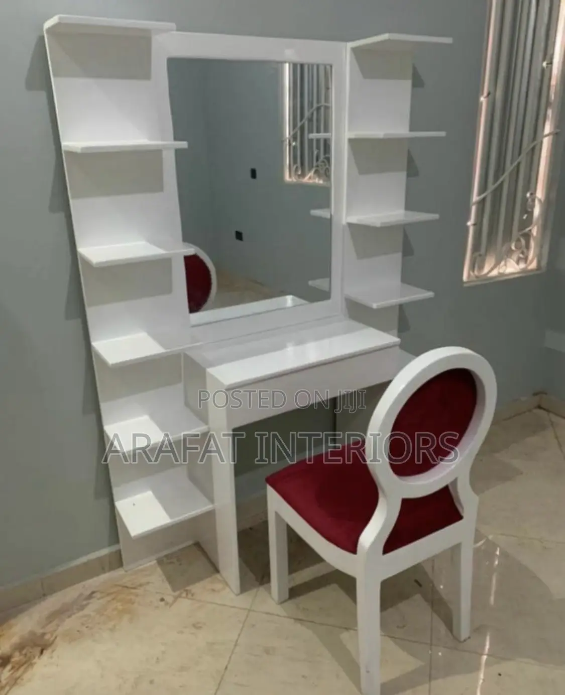 Beautiful White Vanity Set With Large Mirror