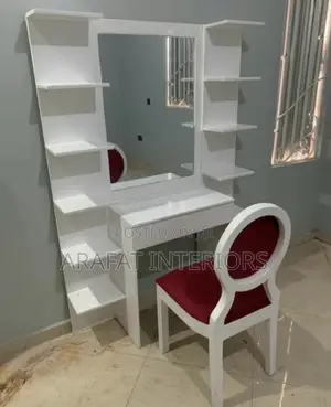 Beautiful White Vanity Set With Large Mirror