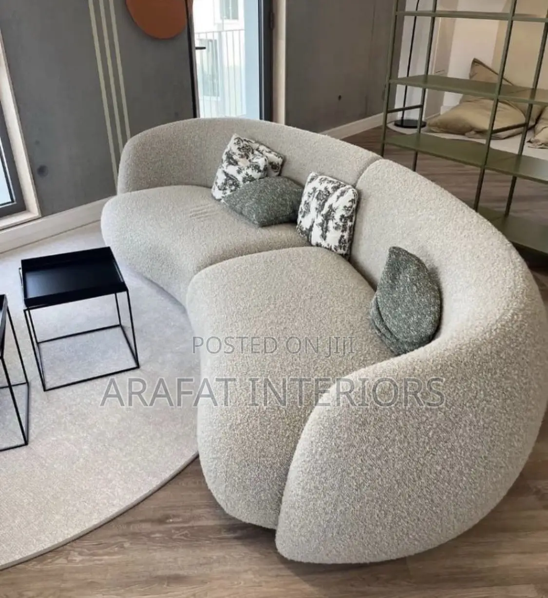 Stunning Modern Curved Bouclé Sofa 