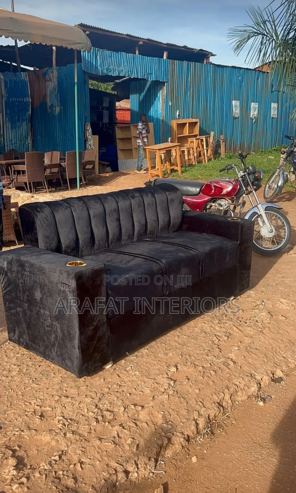  Bold Black Velvet 3-Seater Sofa 