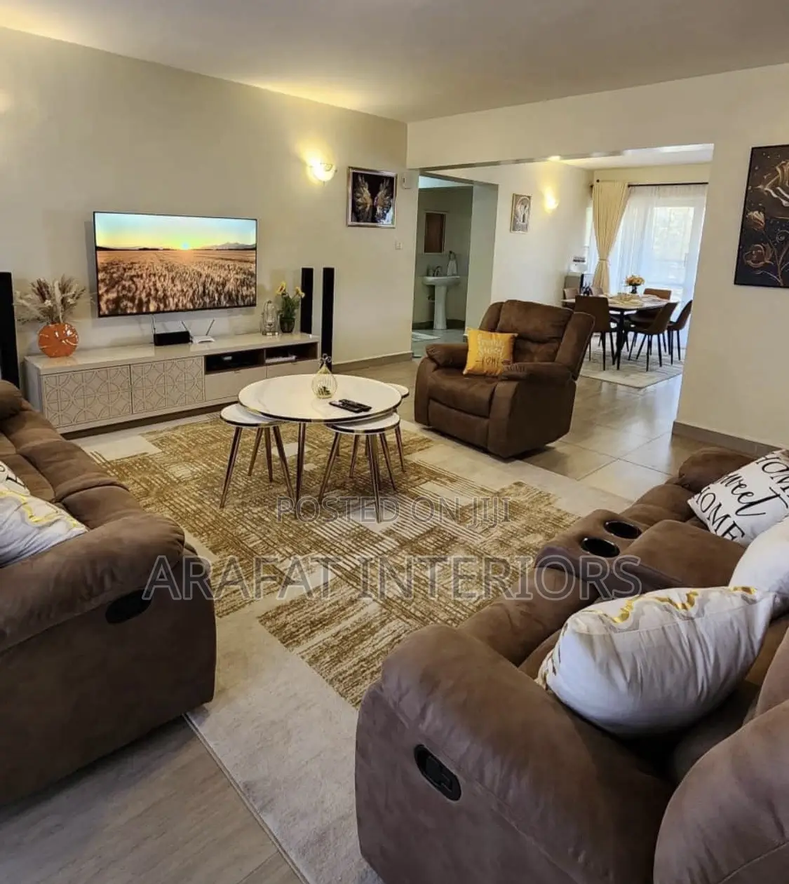 Modern Brown Living Room Set 