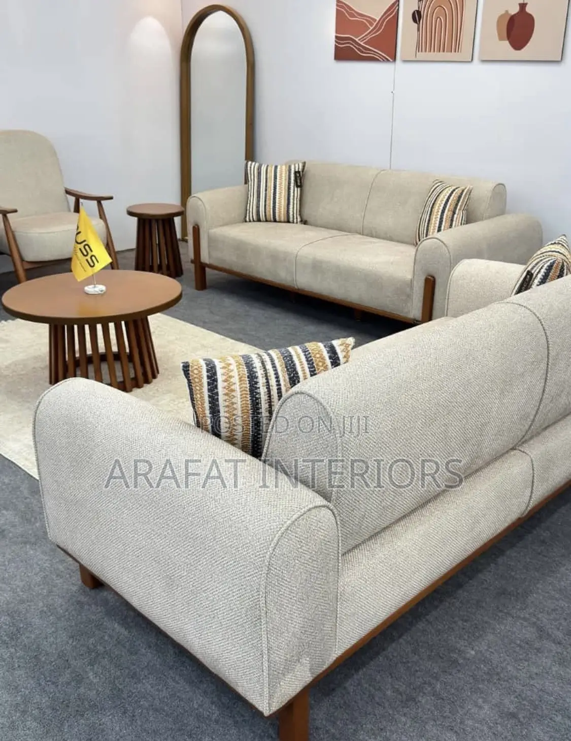 Stylish Modern Beige Living Room Set 