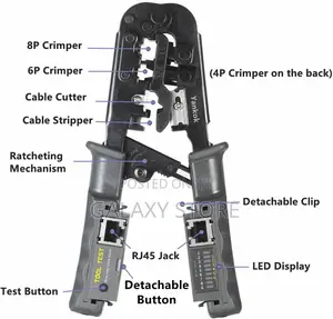 Ratcheting Modular Crimper With Network Cable Tester Cable Stripper
