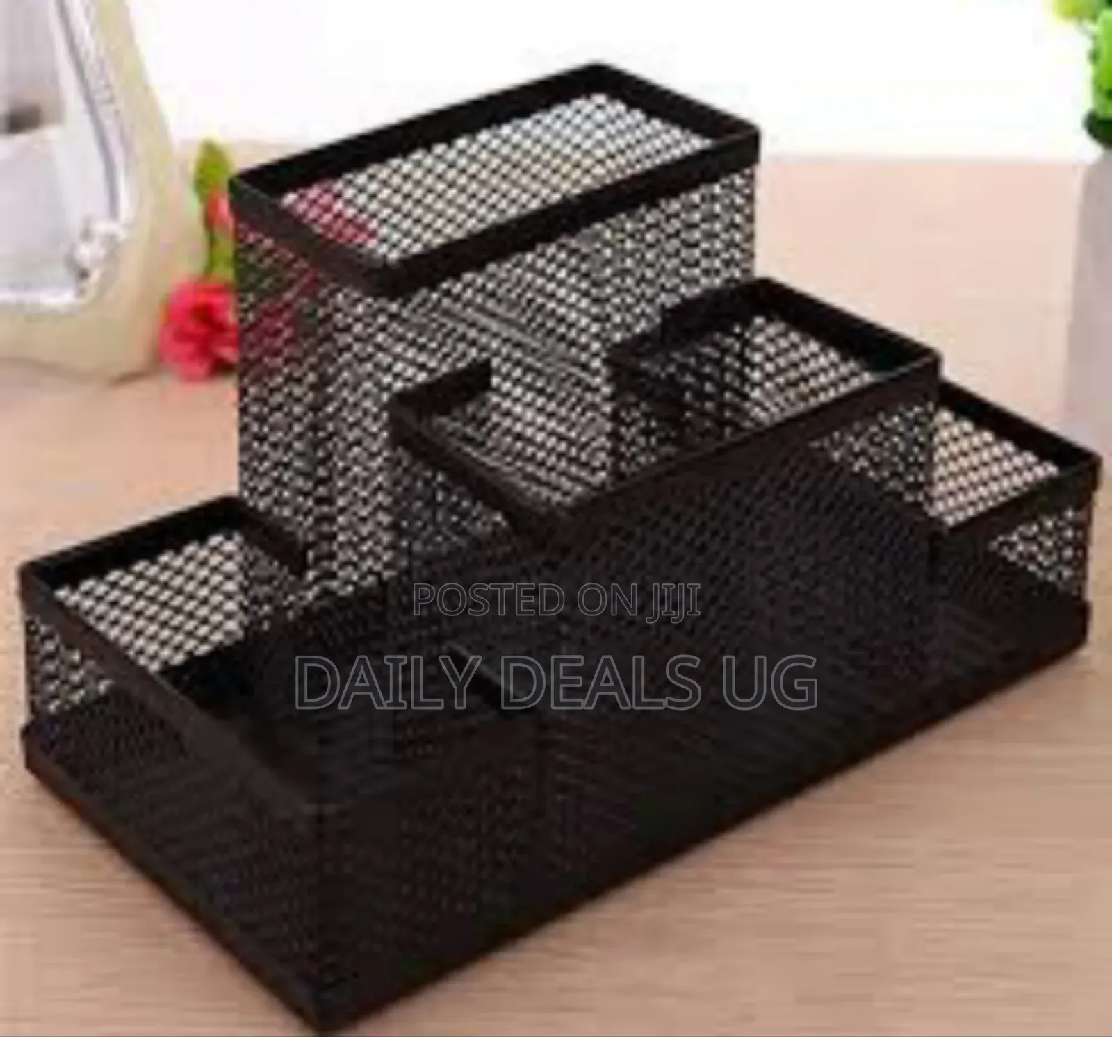 4-Tier Black Mesh Metal Desk Organizer