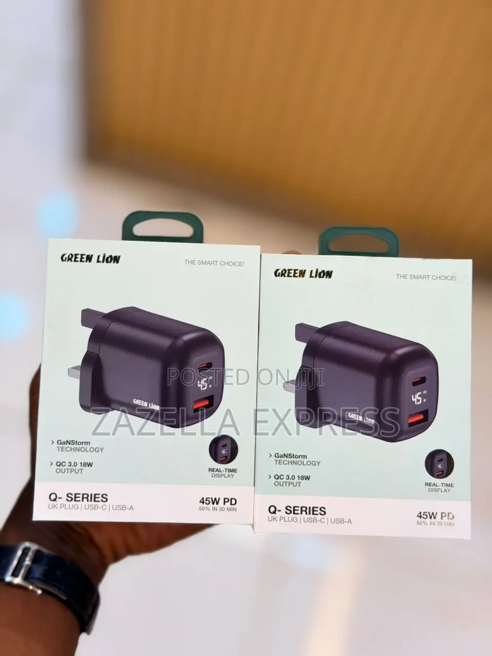 Green Lion 45w Adapter Q Seruk Pluggan Charger Usb-C a Port Pd45w+ Qc3