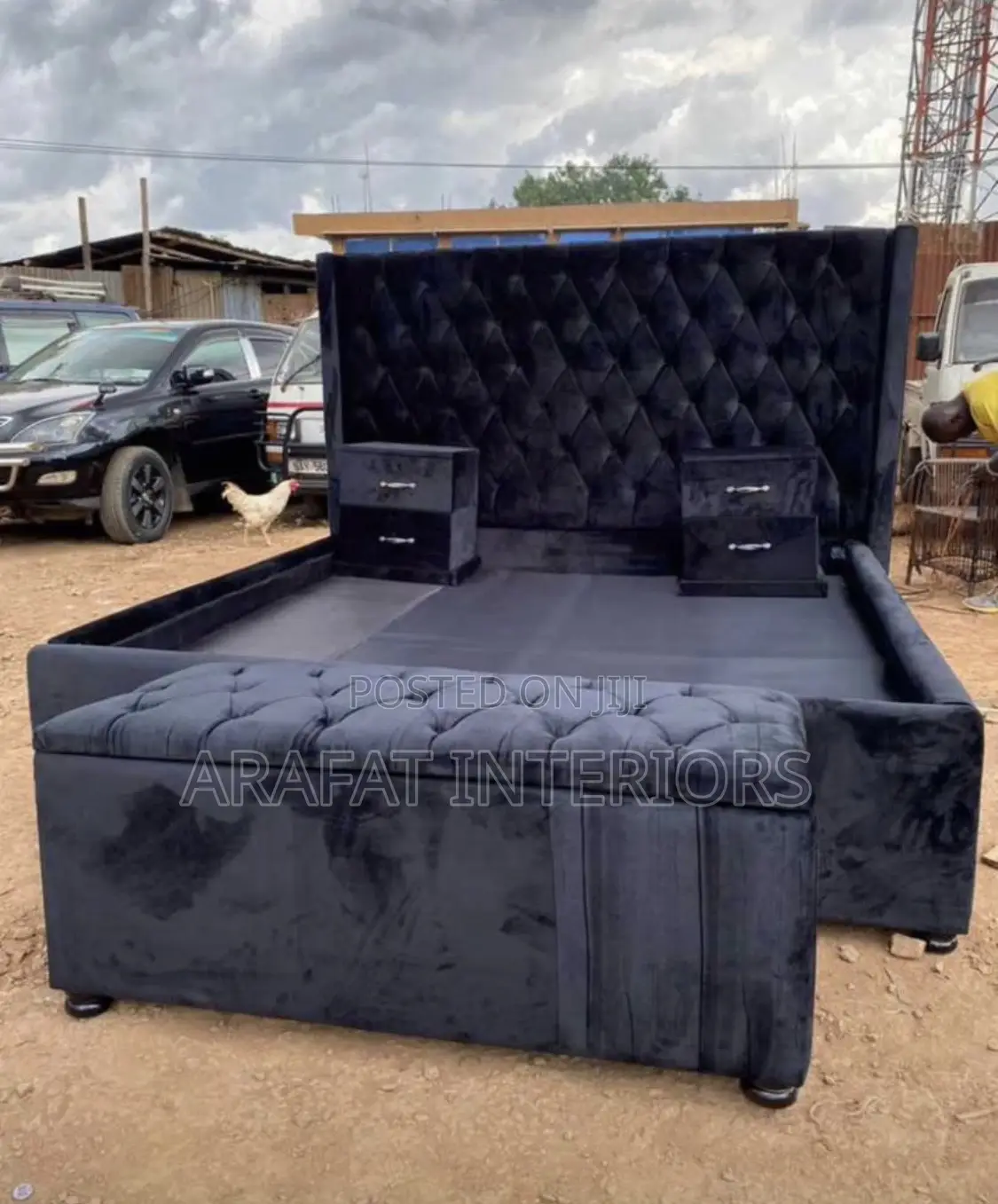 Opulent Black Velvet Storage Bed