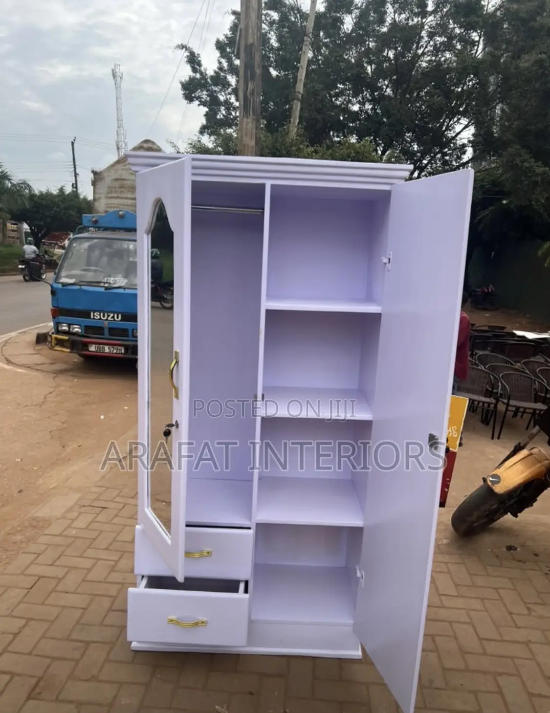Elegant White 2-Door Wardrobe With Mirror