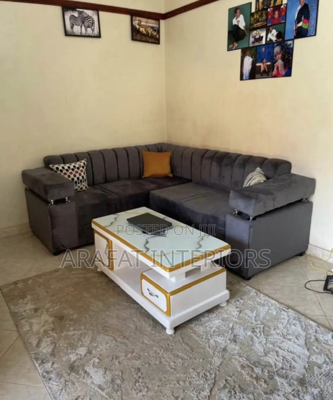 Beautiful Gray L-Shaped Sectional Sofa