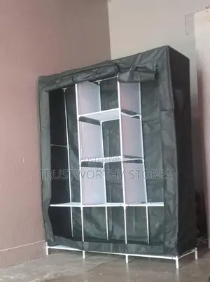 Grey 3 Columns Wardrobe With Steel Flames
