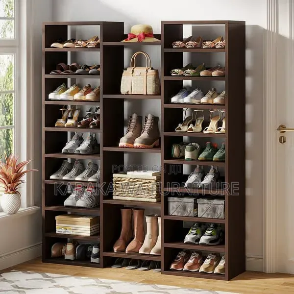 9 Tiers 40-45 /Pairs Heavy/ Duty Wood/ Freestanding/ Shoe Rack Shoes/