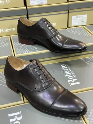 Roberto Venuti Dark Brown Leather Cap-Toe Oxford Dress Shoes