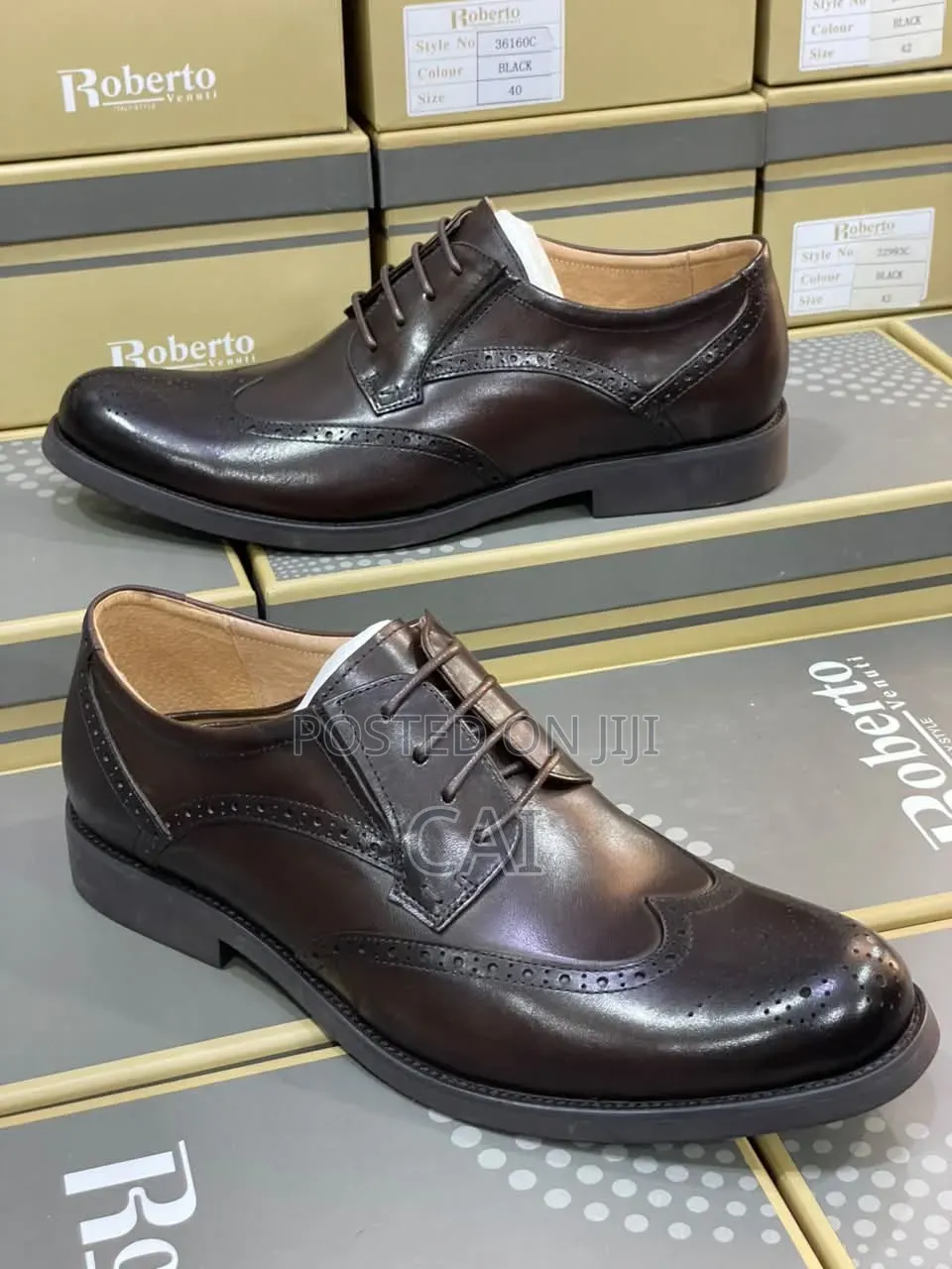 Dark Brown Roberto Venuti Formal Brogue Shoes