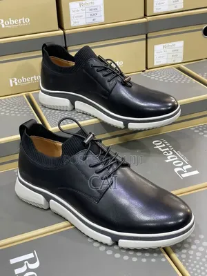 Roberto Italy Style Men's Black Leather Hybrid Oxfords