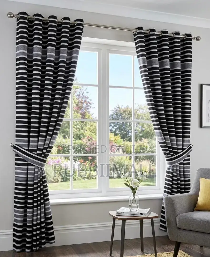 Curtains 2pcs ~ Black Cream