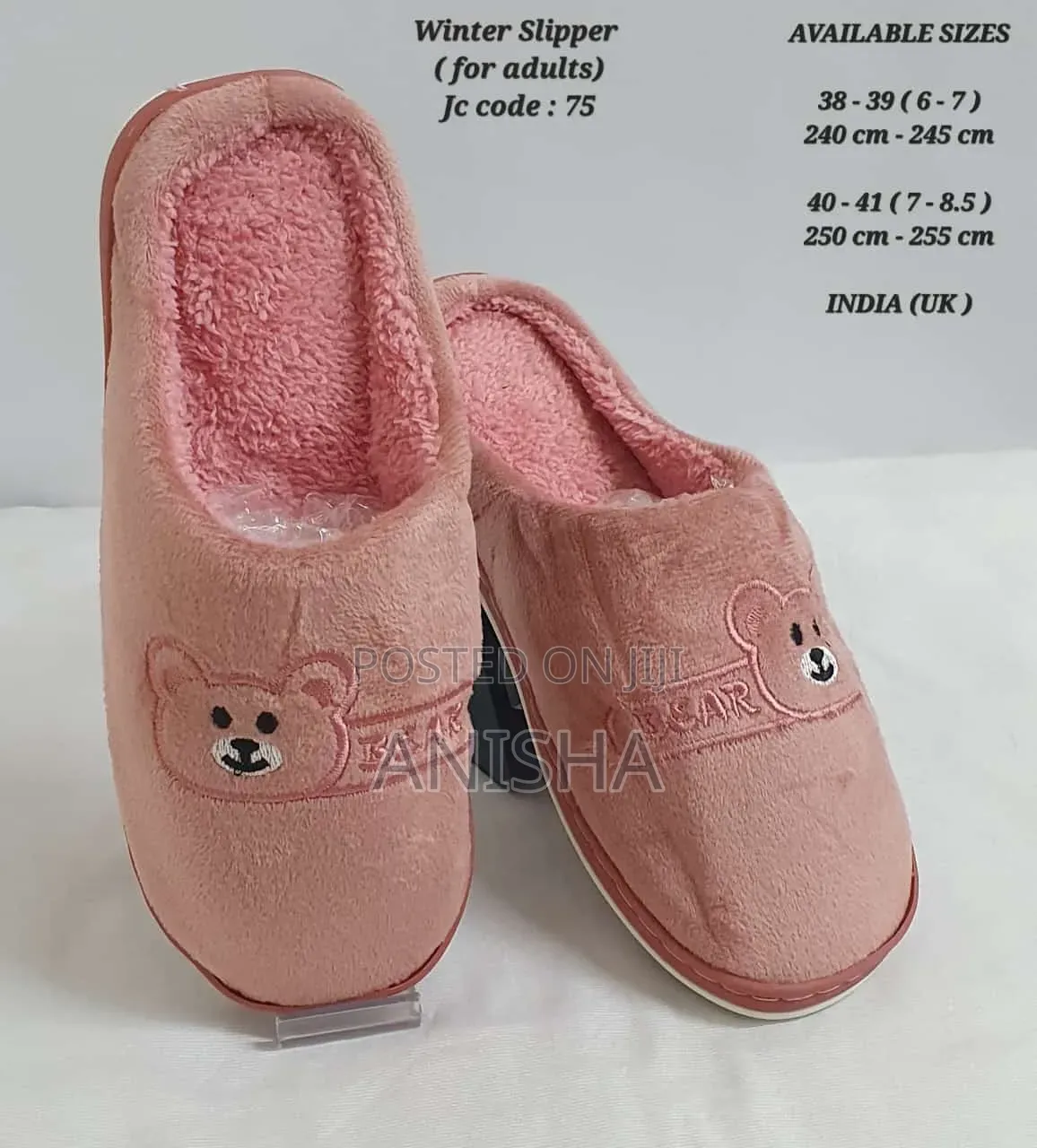 Soft Pink Winter Home Slippers – Size 37